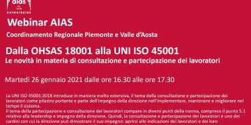 Webinar gratuito: “Dalla OHSAS 18001 alla UNI ISO 45001 – le novità in materia di consultazione e partecipazione dei lavoratori”