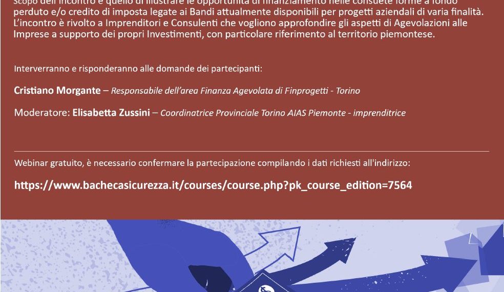 20/04/2021 Webinar gratuito: “Bandi Nazionali, Regionali e Camerali: Opportunità di Finanziamento per le Imprese Piemontesi”