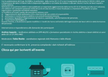 Webinar “La Nuova norma CEI 11-27 (V ED) sui lavori elettrici – Quali le novità introdotte ”
