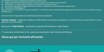 Webinar “La Nuova norma CEI 11-27 (V ED) sui lavori elettrici – Quali le novità introdotte ”