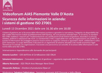 Disponibile la registrazione integrale del webinar “La sicurezza delle informazioni in azienda – i sistemi di gestione ISO 27001”