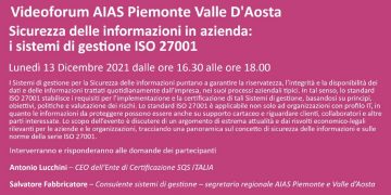 Disponibile la registrazione integrale del webinar “La sicurezza delle informazioni in azienda – i sistemi di gestione ISO 27001”